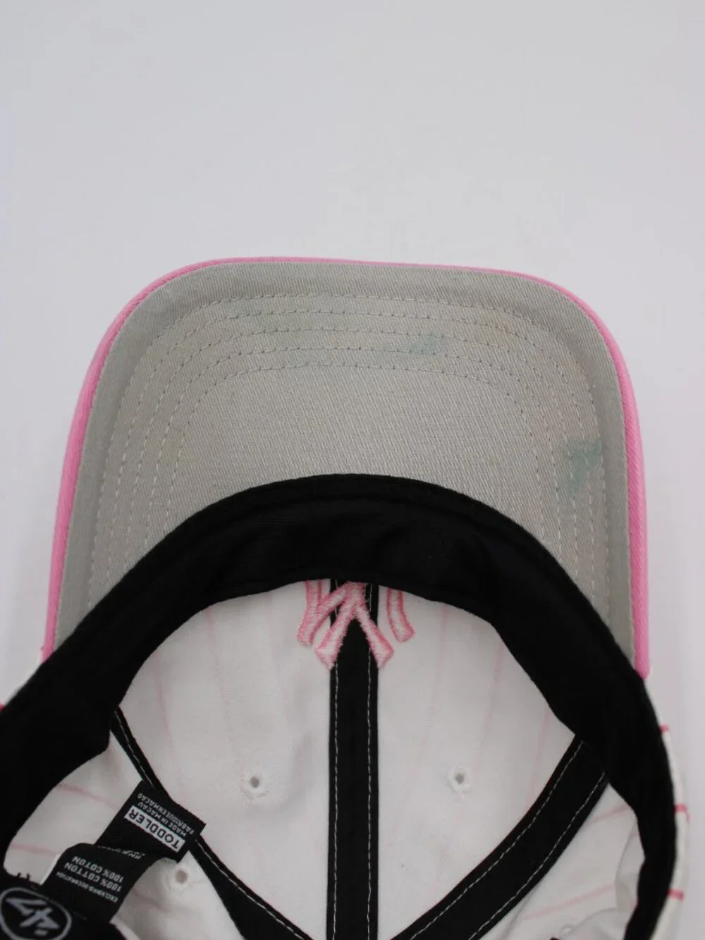47 Brand New York Yankees Toddler Hat Strapback Cap MLB Pink & White Stripes